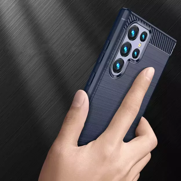 Carbon Case for Samsung Galaxy S23 Ultra flexible silicone carbon cover blue 11