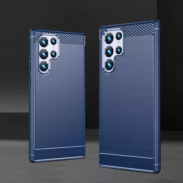 Carbon Case for Samsung Galaxy S23 Ultra flexible silicone carbon cover blue 14