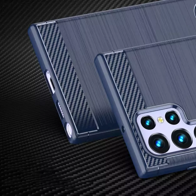 Carbon Case for Samsung Galaxy S23 Ultra flexible silicone carbon cover blue 10