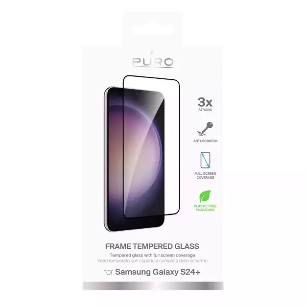 Puro Frame Tempered Glass with Black Frame for Samsung Galaxy S25+ / S24+ 1