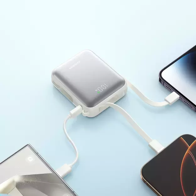Joyroom JR-PBF27 10000mAh 22.5W Powerbank with Built-in USB-C and Lightning Cables - White 10