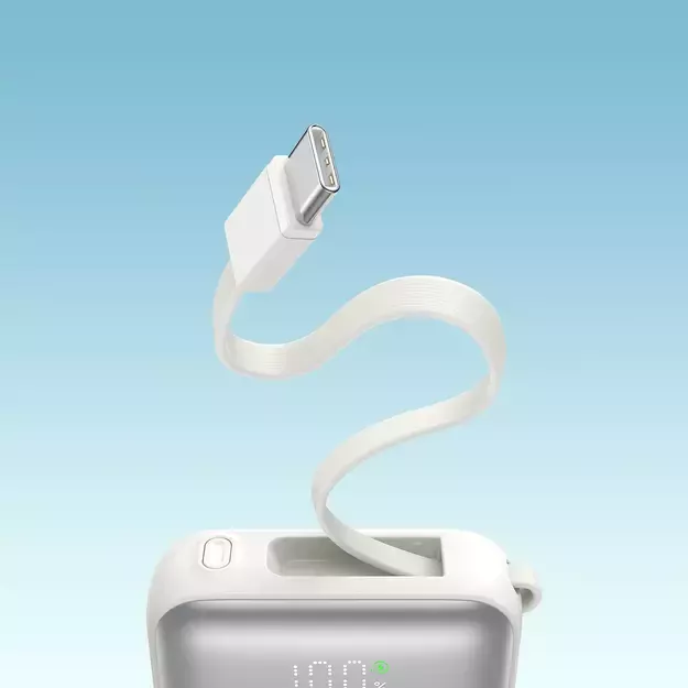 Joyroom JR-PBF27 10000mAh 22.5W Powerbank with Built-in USB-C and Lightning Cables - White 12