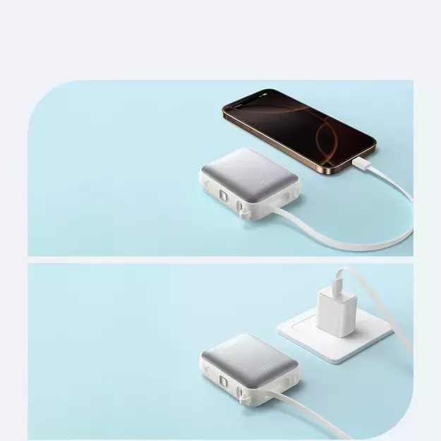 Joyroom JR-PBF27 10000mAh 22.5W Powerbank with Built-in USB-C and Lightning Cables - White 9