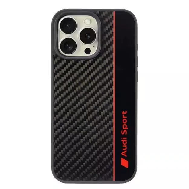 Audi Carbon Fiber Stripe iPhone 16 Pro Max 6.9&quot  black hardcase AUS-TPUPCIP16PM-R8/D1-BK