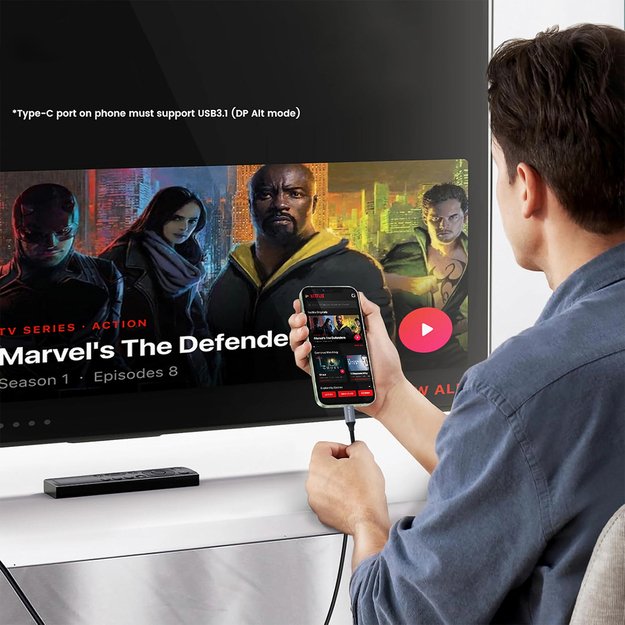 Wozinsky WCCH-01 USB-C - HDMI 4K 60Hz Cable 1.8m - Black 5