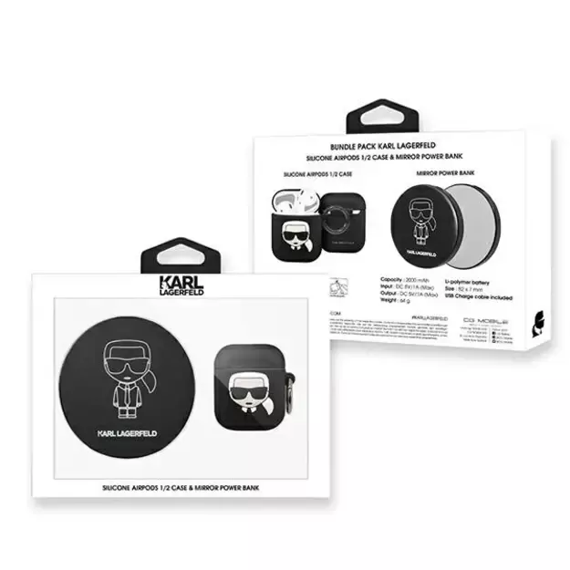 Karl Lagerfeld Ikonik Case for AirPods + Powerbank - Black 1
