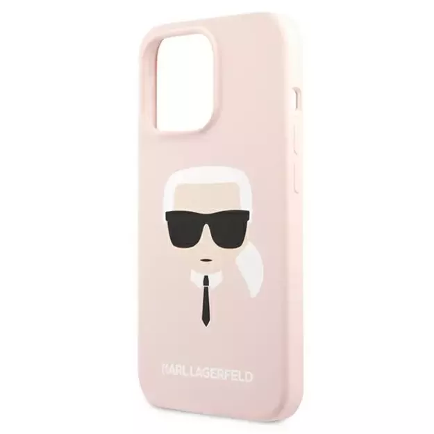 Karl Lagerfeld Silicone Karl`s Head Case for iPhone 13 Pro Max 6.7&quot  - Light Pink 5