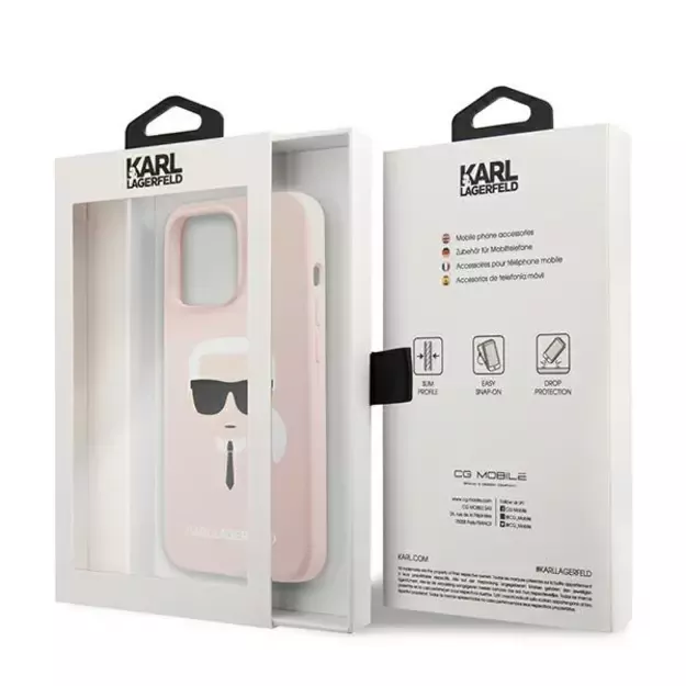 Karl Lagerfeld Silicone Karl`s Head Case for iPhone 13 Pro Max 6.7&quot  - Light Pink 7