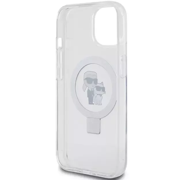 Karl Lagerfeld KLHMP15SHMRSKCH iPhone 15 / 14 / 13 6.1&quot  white/white hardcase Ring Stand Karl&amp Choupette MagSafe 6