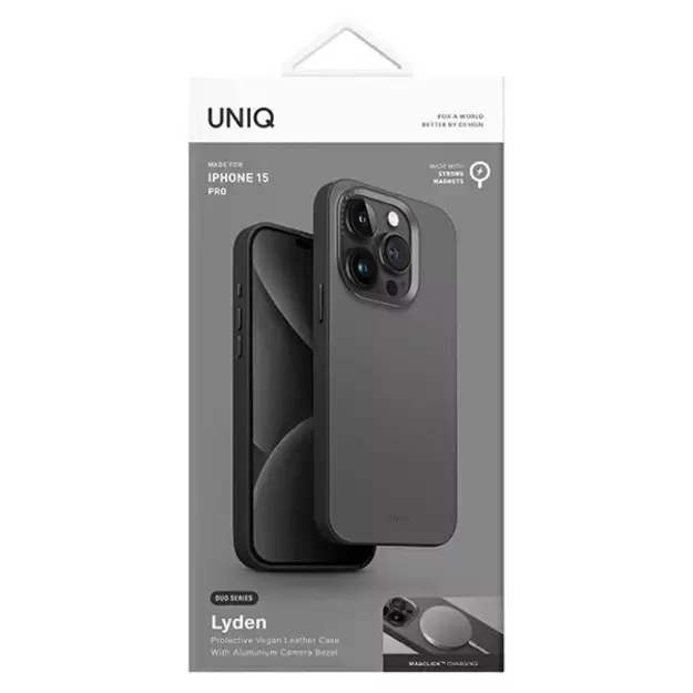 Uniq Lyden DS iPhone 15 Pro 6.1  Magclick Charging case grey-black/charcoal grey-black 6