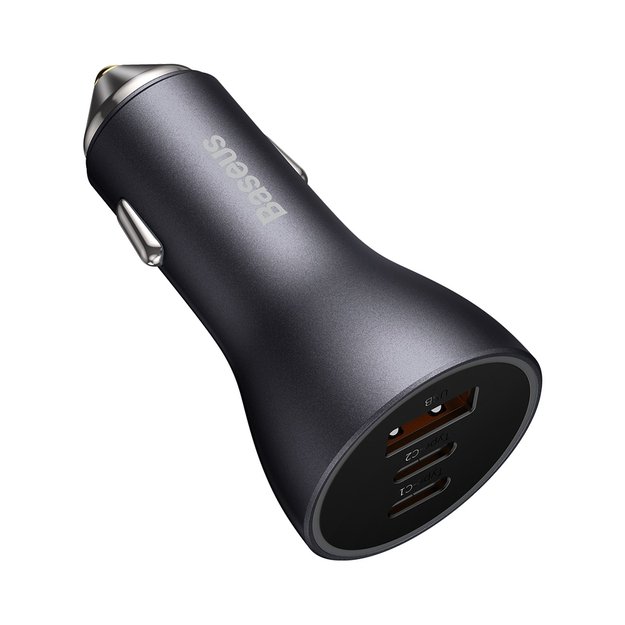 Baseus Golden Contactor Pro car charger USB-A + 2x USB-C 65W dark gray (CGJP010013) 2