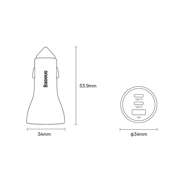 Baseus Golden Contactor Pro car charger USB-A + 2x USB-C 65W dark gray (CGJP010013) 16