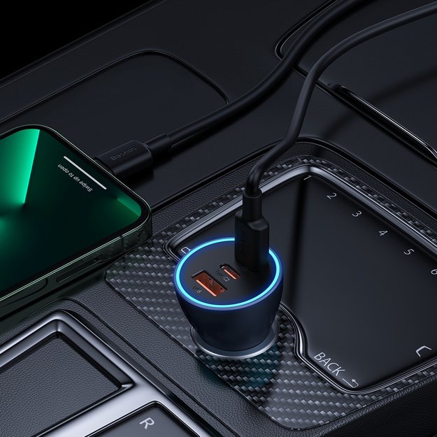 Baseus Golden Contactor Pro car charger USB-A + 2x USB-C 65W dark gray (CGJP010013) 8