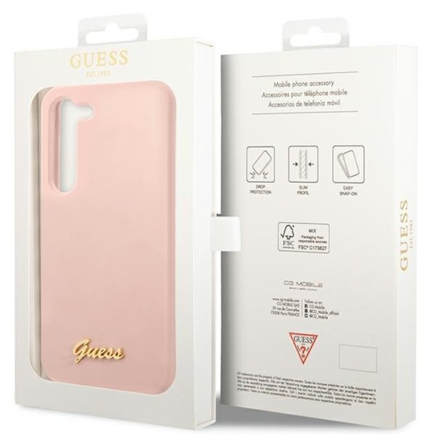 Guess GUHCS23MLSLMGPP S23+ S916 pink/pink hardcase Silicone Script Metal Logo 7