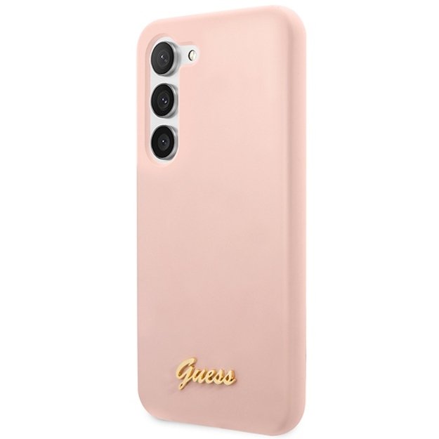 Guess GUHCS23MLSLMGPP S23+ S916 pink/pink hardcase Silicone Script Metal Logo 1