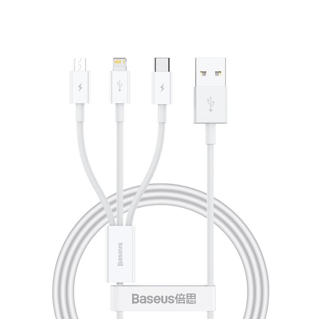 Baseus Superior Series USB-A - USB-C / Lightning / micro USB 3.5A cable 1m - white