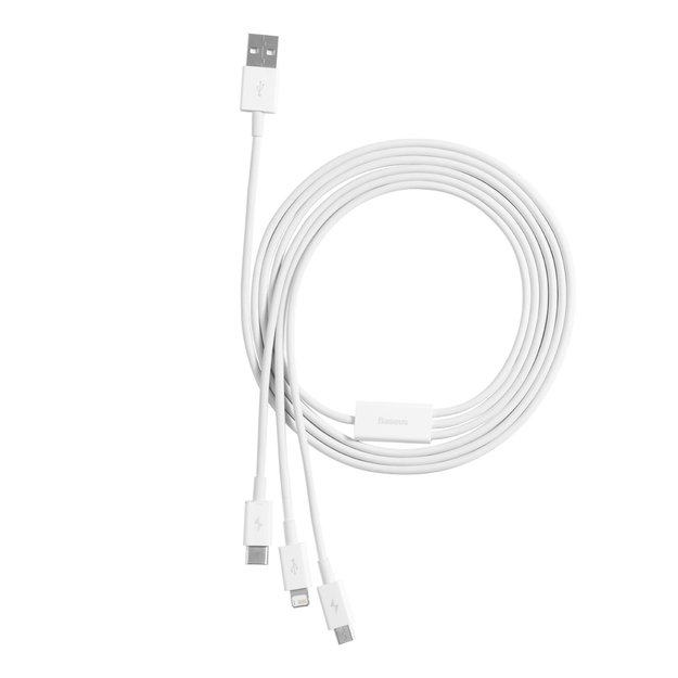 Baseus Superior Series USB-A - USB-C / Lightning / micro USB 3.5A cable 1m - white 4