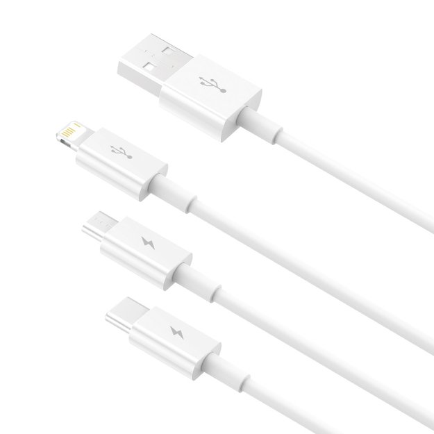 Baseus Superior Series USB-A - USB-C / Lightning / micro USB 3.5A cable 1m - white 3