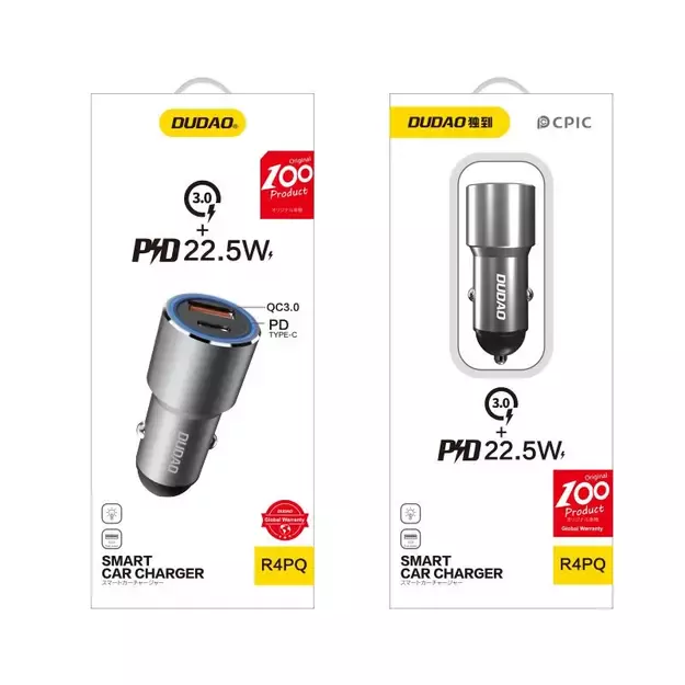 Dudao USB / USB Car Charger Type C Power Delivery Quick Charge 22.5 W Gray (R4PQ) 8
