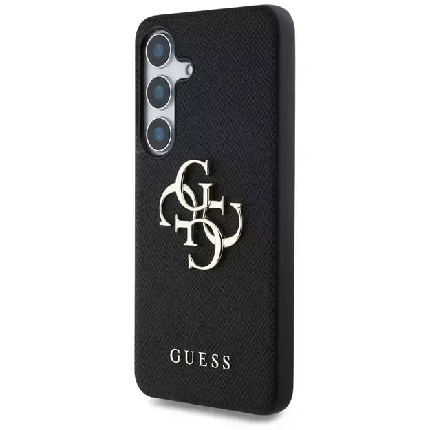 Guess Grained Big 4G Logo Small Classic Logo case for Samsung Galaxy S25 Plus black 1