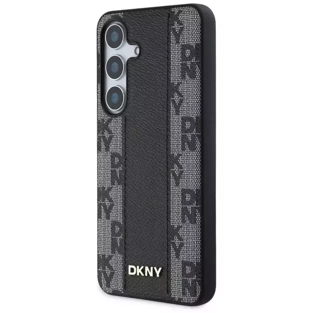 DKNY Leather Checkered Pattern MagSafe Case for Samsung Galaxy S25 Black 1