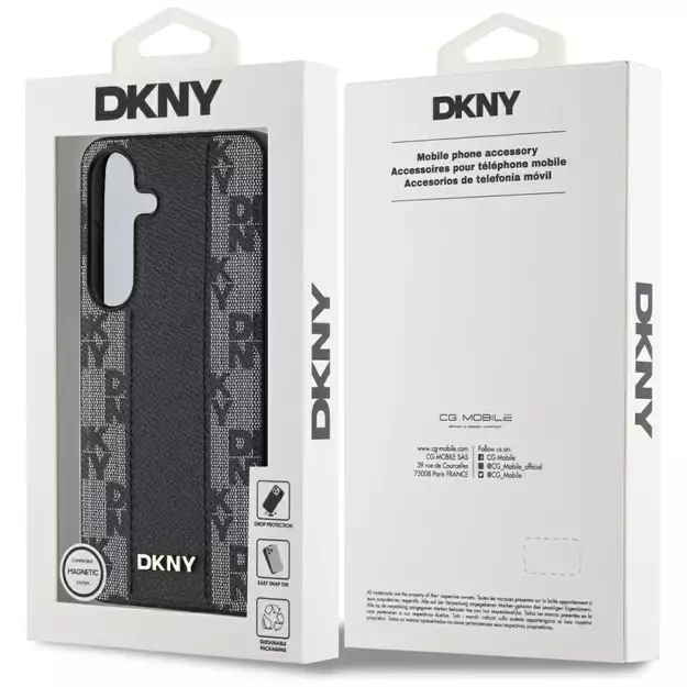DKNY Leather Checkered Pattern MagSafe Case for Samsung Galaxy S25 Black 7