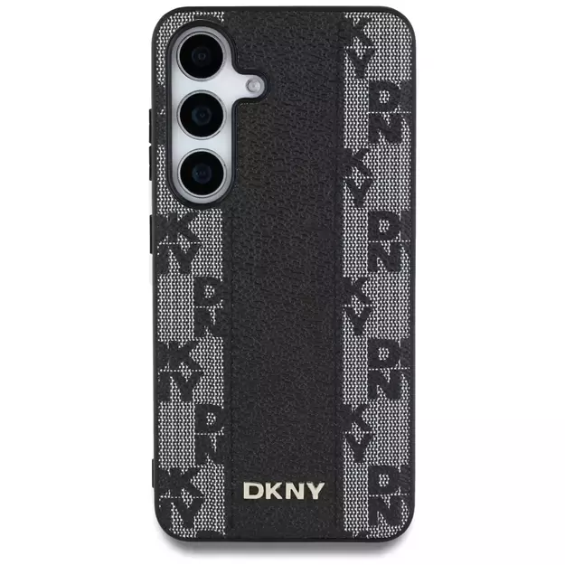 DKNY Leather Checkered Pattern MagSafe Case for Samsung Galaxy S25 Black 2