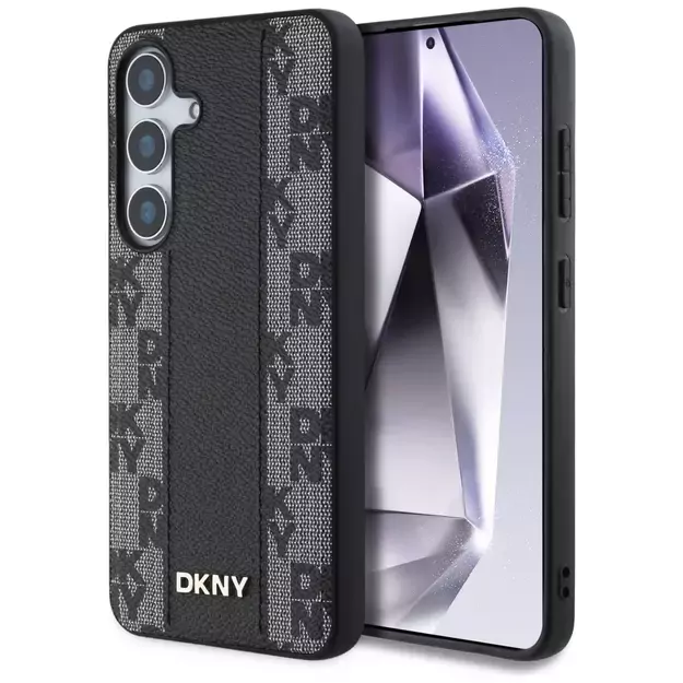 DKNY Leather Checkered Pattern MagSafe Case for Samsung Galaxy S25 Black