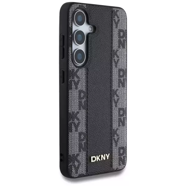 DKNY Leather Checkered Pattern MagSafe Case for Samsung Galaxy S25 Black 3