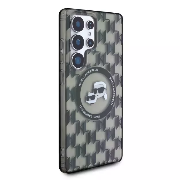 Case Karl Lagerfeld Button Karl &amp  Choupette Heads On KL Pattern MagSafe Samsung Galaxy S25 Ultra black 3