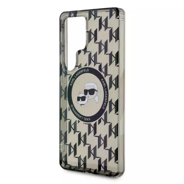Case Karl Lagerfeld Button Karl &amp  Choupette Heads On KL Pattern MagSafe Samsung Galaxy S25 Ultra black 5