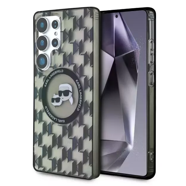 Case Karl Lagerfeld Button Karl &amp  Choupette Heads On KL Pattern MagSafe Samsung Galaxy S25 Ultra black