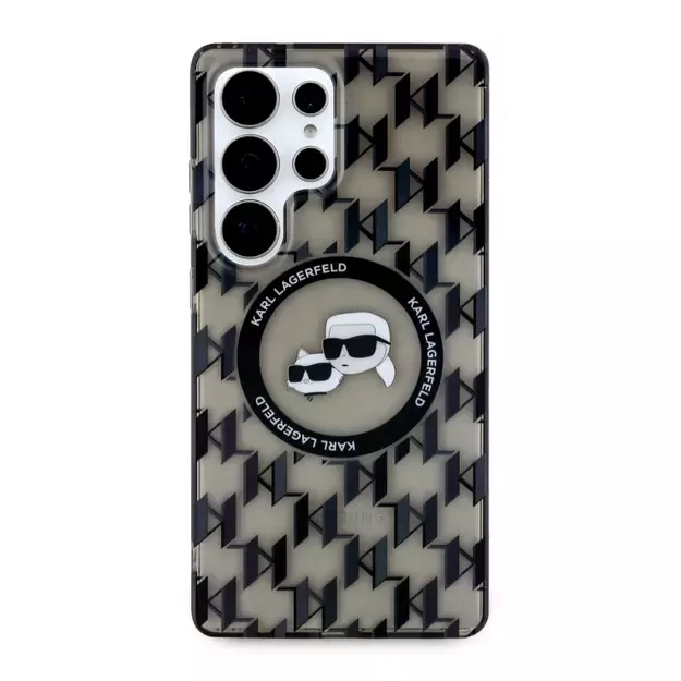 Case Karl Lagerfeld Button Karl &amp  Choupette Heads On KL Pattern MagSafe Samsung Galaxy S25 Ultra black 2