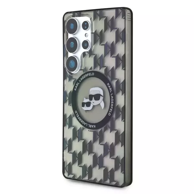 Case Karl Lagerfeld Button Karl &amp  Choupette Heads On KL Pattern MagSafe Samsung Galaxy S25 Ultra black 1