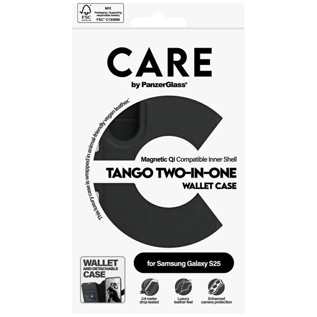 CARE by PanzerGlass Feature Tango 2in1 Wallet Case for Samsung Galaxy S25 - Black 4