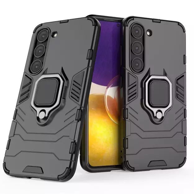 Ring Armor case for Samsung Galaxy S23 armored cover magnetic holder ring black 26
