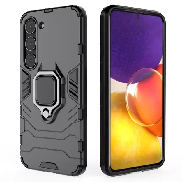 Ring Armor case for Samsung Galaxy S23 armored cover magnetic holder ring black 22