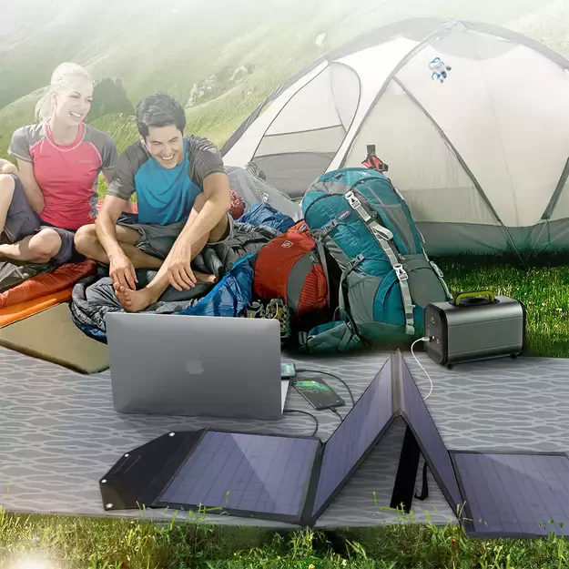 Choetech SC009-V2 solar foldable charger 100W USB-C / 2x USB-A PD QC - black 13