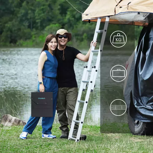 Choetech SC009-V2 solar foldable charger 100W USB-C / 2x USB-A PD QC - black 7