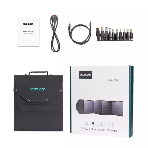 Choetech SC009-V2 solar foldable charger 100W USB-C / 2x USB-A PD QC - black 3