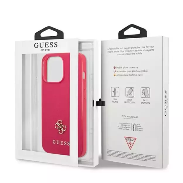Guess Saffiano 4G Small Metal Logo case for iPhone 13 Pro / 13 - pink 14