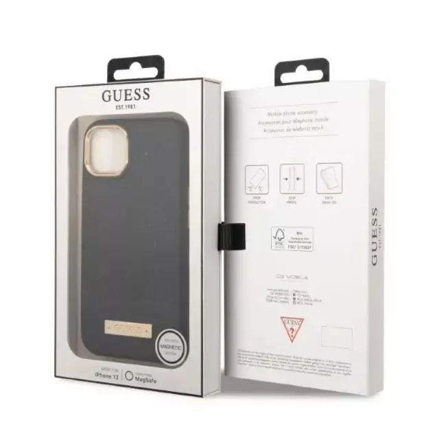 Guess GUHMP13MSAPSTK iPhone 13 6.1&quot  black/black hardcase Peony Logo Plate MagSafe 14