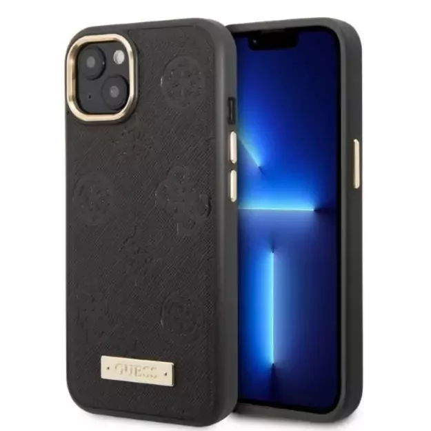 Guess GUHMP13MSAPSTK iPhone 13 6.1&quot  black/black hardcase Peony Logo Plate MagSafe