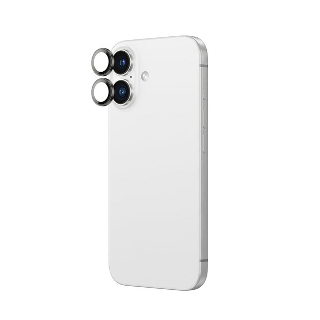 AmazingThing AR Aluminum 2 Lens Glass with Camera Lens Frame for iPhone 16 / 16 Plus - Black 2