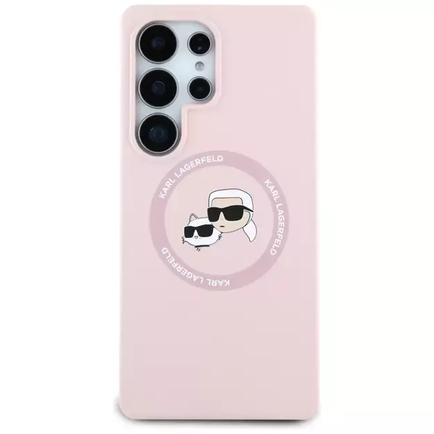 Karl Lagerfeld Silicone Double Heads And Circle MagSafe Samsung Galaxy S25 Ultra Case Pink 2