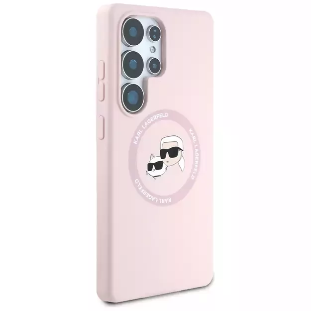 Karl Lagerfeld Silicone Double Heads And Circle MagSafe Samsung Galaxy S25 Ultra Case Pink 3