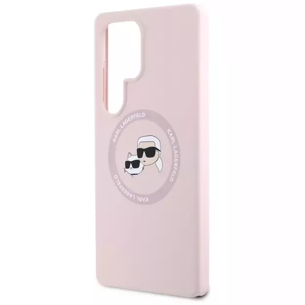 Karl Lagerfeld Silicone Double Heads And Circle MagSafe Samsung Galaxy S25 Ultra Case Pink 5
