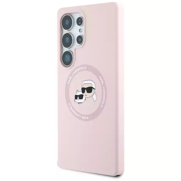 Karl Lagerfeld Silicone Double Heads And Circle MagSafe Samsung Galaxy S25 Ultra Case Pink 1