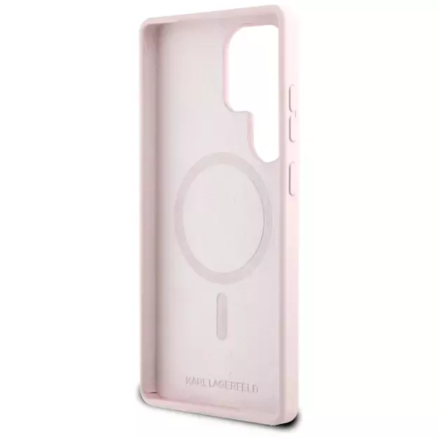 Karl Lagerfeld Silicone Double Heads And Circle MagSafe Samsung Galaxy S25 Ultra Case Pink 6