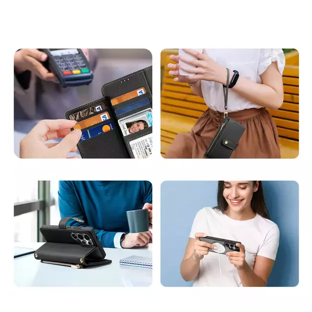 Dux Ducis Lawa Leather Case for Samsung Galaxy S25 Ultra with Detachable Magnetic Wallet - Black 21